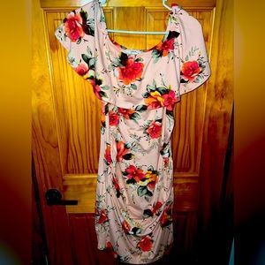 Boutique style off the shoulder maternity dress